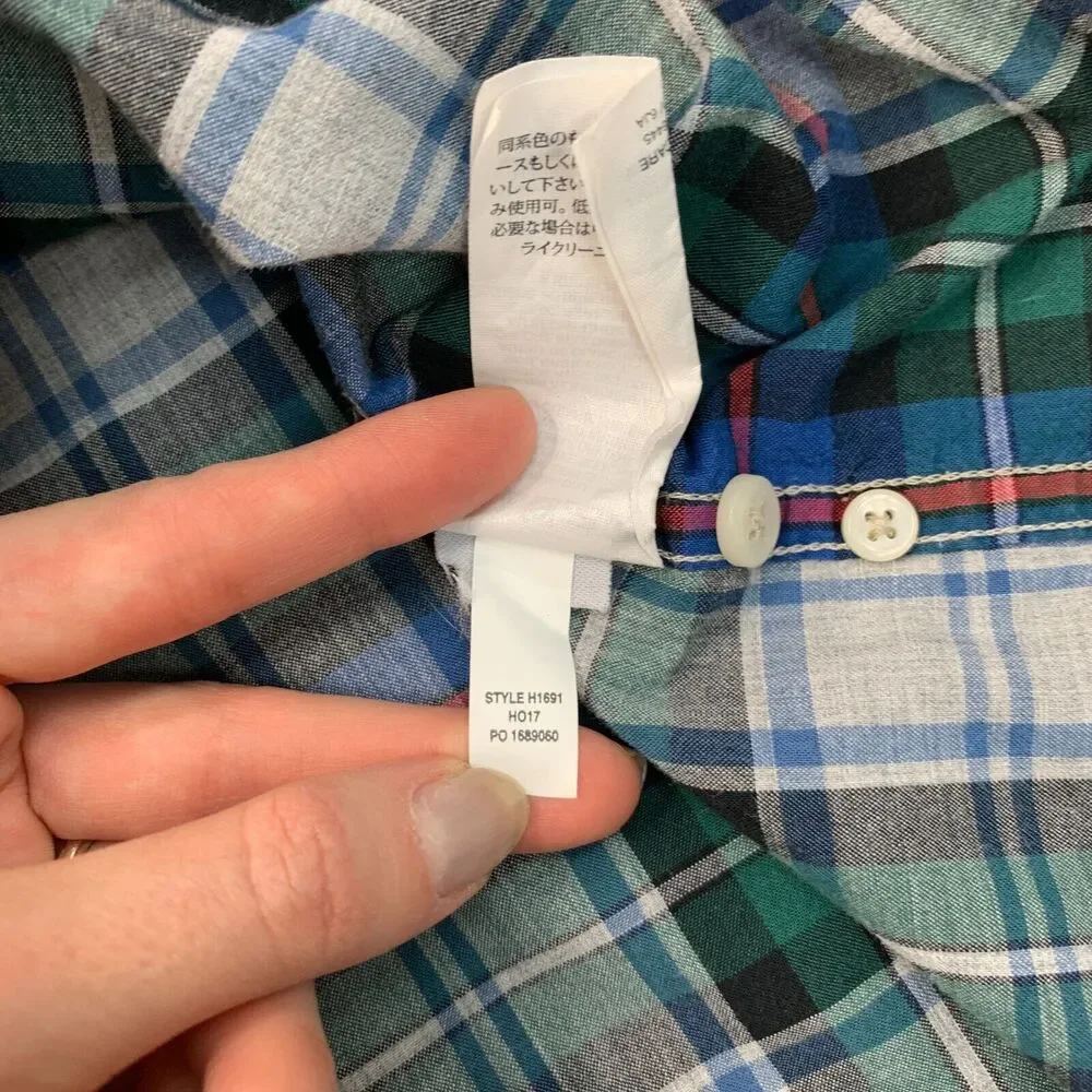 J Crew Shirt Mens S Small Multi Plaid SLIM Fit Button Down Cotton Long Sleeve